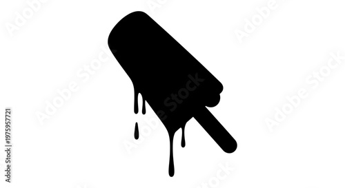 Melting popsicle silhouette on white background.