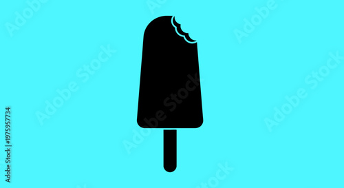 Minimalist bitten popsicle illustration on a vibrant blue background.