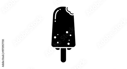 Delicious bitten popsicle on a stick, a sweet frozen treat.