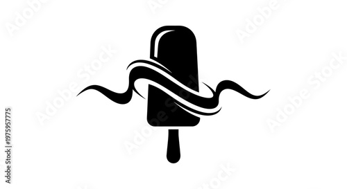 Minimalist Ice Cream Bar with Swirling Ribbon Design.