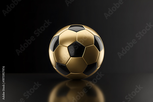 Luxury golden soccer ball on dark background premium sport concept