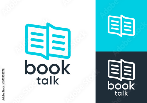 book talk chat logo. school smart education symbol design concept