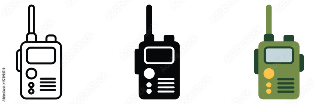 Fototapeta premium Walkie Talkie icon, editable vector graphic featuring two-way radio, representing communication devices, teamwork, and connectivity for professional, security, and outdoor activity design projects.