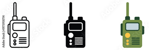 Walkie Talkie icon, editable vector graphic featuring two-way radio, representing communication devices, teamwork, and connectivity for professional, security, and outdoor activity design projects.