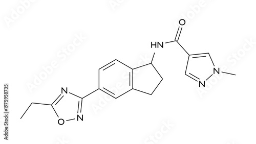 Tableau sur toile aficamten molecule, structural chemical formula, ball-and-stick model, isolated
