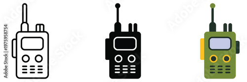 Walkie Talkie icon, editable vector graphic featuring two-way radio, representing communication devices, teamwork, and connectivity for professional, security, and outdoor activity design projects.