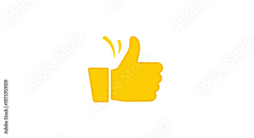 A bright yellow thumbs up icon on a white background