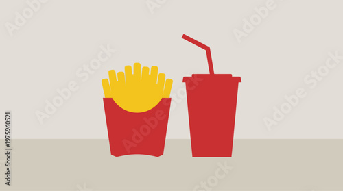 Fast food meal with fries and soda.