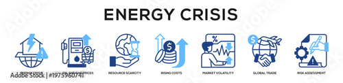 Glyphcolor - Energy Crisis web banner icon vector illustration concept