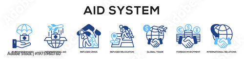 Glyphcolor - Aid System web banner icon vector illustration concept