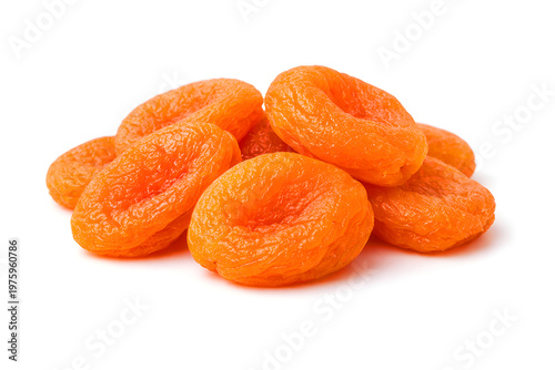 Vibrant Orange Dried Apricots (Khubani) Stack Isolated on White Background