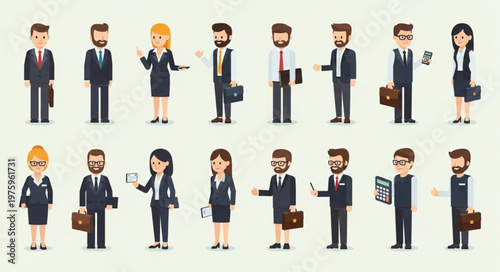 Stylized diverse business people group of professionals.