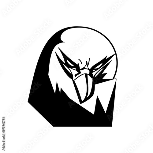 Eagle icon. Black color. Shadowed eagle. On white background.