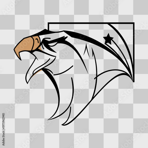 Eagle icon vector. American. On transparent background.