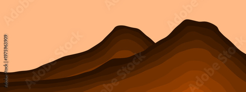 Layered mountain. Gradient sedimentary rock landscape