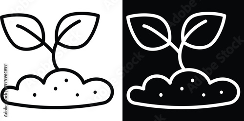 plant Two-tone version in black and white background