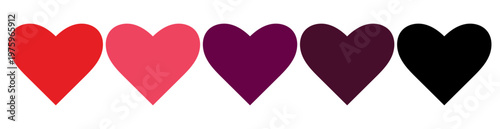 Collection of Love Heart Symbol Icons. Heart icon set. Red and black hearts symbol, love sign isolated on white background romance vector. Love Illustration Set with Solid Vector Hearts. eps 10