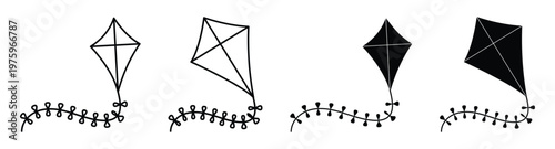 Kites Soaring High in Wind with Clear Sky Background