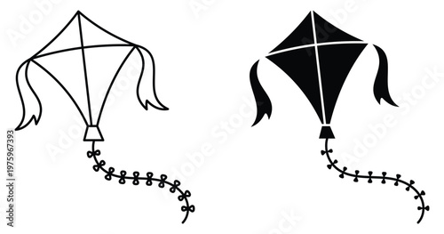 Traditional Kites in the Sky with Bright Colors and Happy Festival Concept Vector