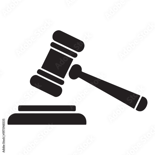 Classic justice hammer gavel and sound block icon representing law legal court decision authority auction judgment
