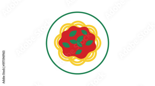 A colorful illustration of a spaghetti dish.