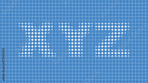 XYZ Coordinate Letters on Blue Technical Grid Background Vector