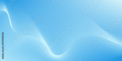 Abstract blue gradient background with shining lines waves. Minimalist background for banner, poster, cover, brochure, flyer, website vector