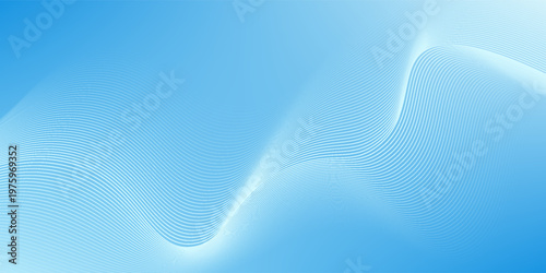 Abstract blue gradient background with shining lines waves. Minimalist background for banner, poster, cover, brochure, flyer, website vector