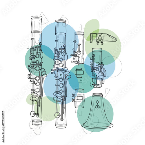 Oboe instrument parts illustration