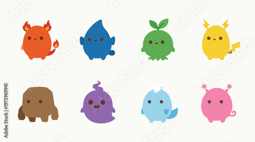 Colorful cartoon monster characters with different designs.