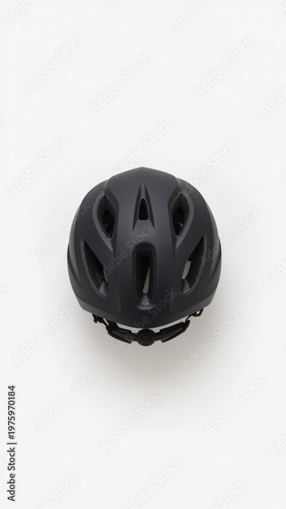 Obraz premium Sleek Matte Black Bicycle Helmet Isolated on White
