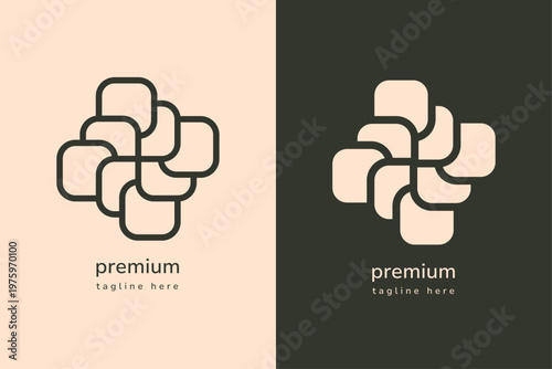 Abstract Interlocking Square Logo Template