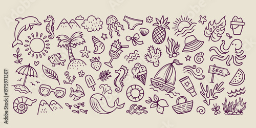 sweet summer treat doodles, hand drawn ice cream sketches, aesthetic tropical snack line art, creative summer holiday drawings, minimal dessert icon set, scrapbook summer food elements, whimsical summ