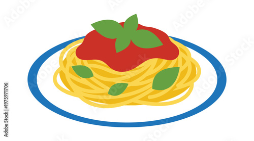 A plate of spaghetti with tomato sauce.