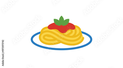 A plate of spaghetti with tomato.