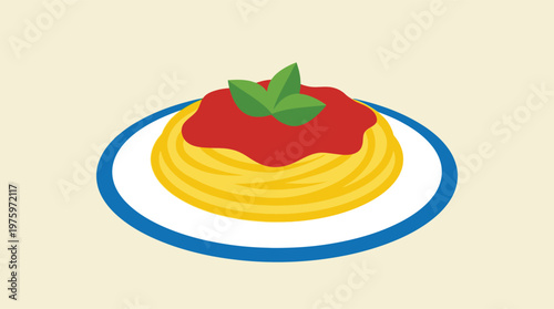 A plate of pasta with tomato sauce.