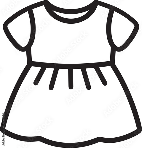 A simple line drawing of a charming baby dress, showcasing its elegant shape and design. 