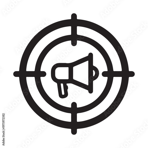 Targeted advertising icon with bullseye and megaphone symbol representing marketing outreach