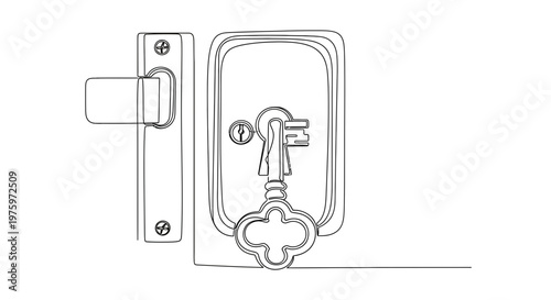 Door Lock with Key Inserted.