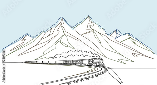 Train Traveling on Railway Tracks.