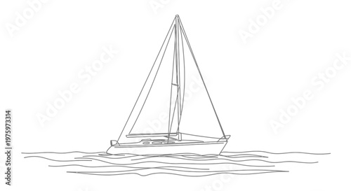 Sailing yacht on calm waters sailing.