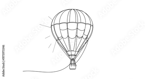 Hot air balloon floating in sky.