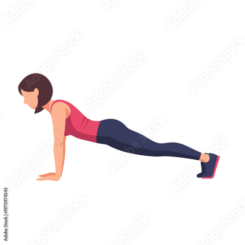 Woman doing plank exercise on white background, fitness and workout concept