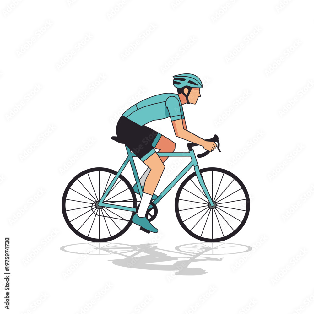 Naklejka premium Cyclist Riding Bicycle, Athletic Man in Team Kit, Sport and Fitness Concept