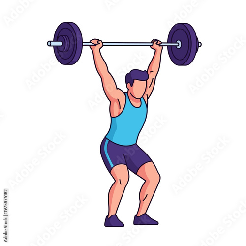 Man Lifting Barbell Overhead, Weightlifting Exercise, Fitness Silhouette