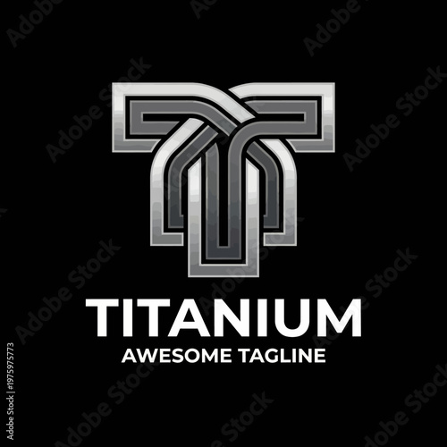 A powerful titanium logo featuring sleek lines and a strong presence, ideal for brands that aim for durability, robustness, and cutting-edge presence in their industry.