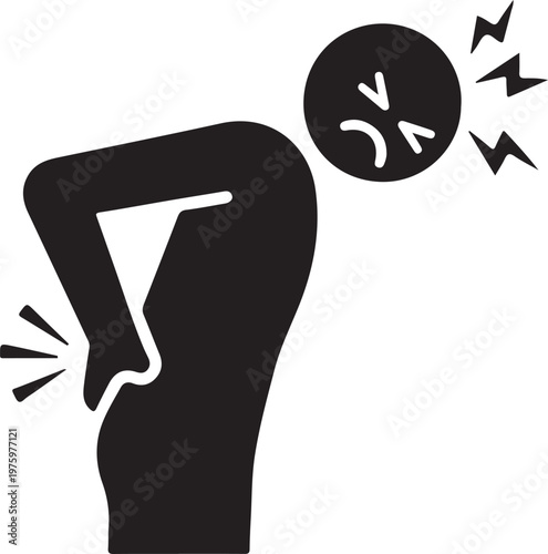 Icon of a person suffering from back pain and headache