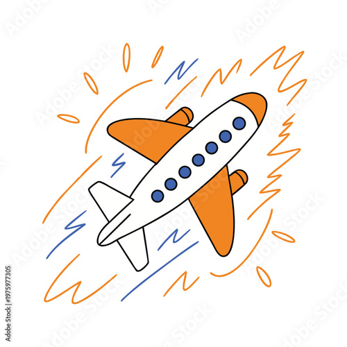 Hand drawn of a paper hot air balloon with polka dots