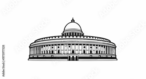 Iconic domed government building with classical columns and arched entrance