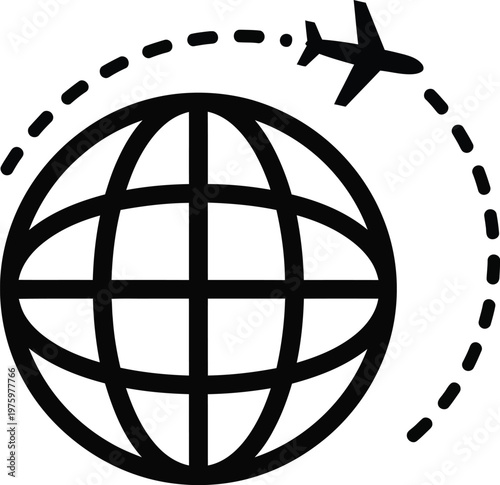 Global travel and transportation an airplane circling the world icon